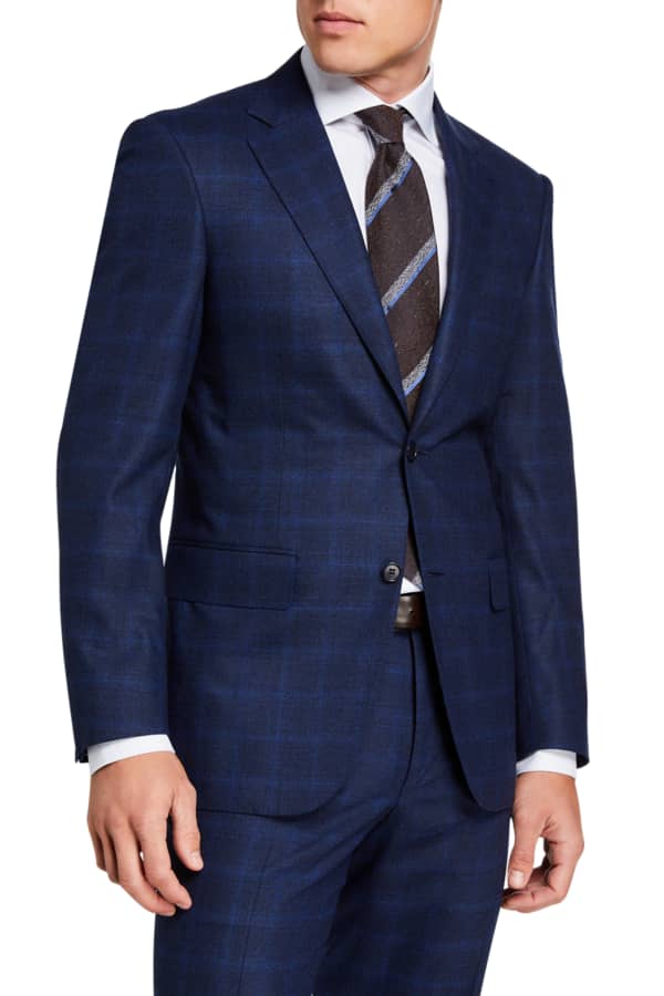 Emporio Armani Men's Two-Piece Windowpane Super 130s Suit | Neiman Marcus