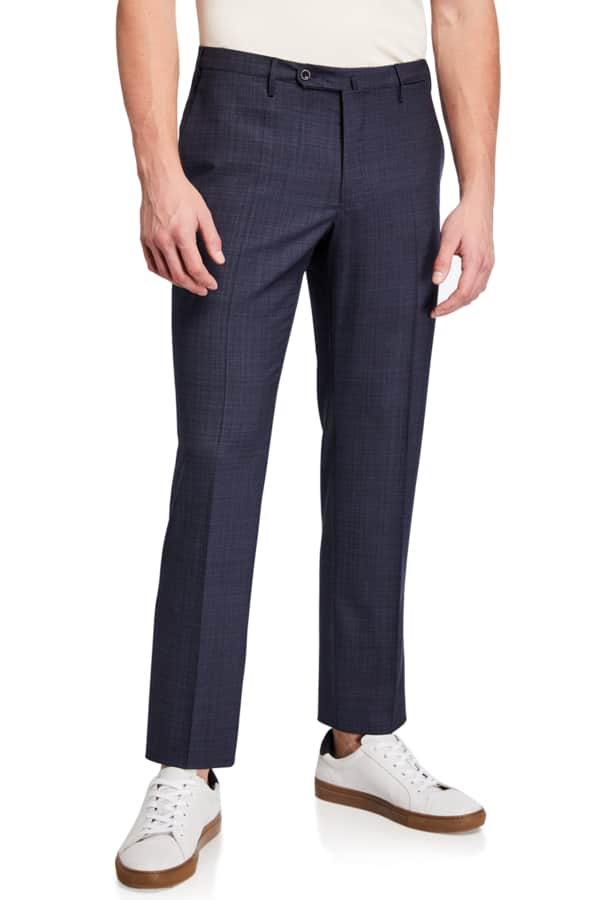BOSS Men's Tonal Plaid Slim-Fit Pants | Neiman Marcus