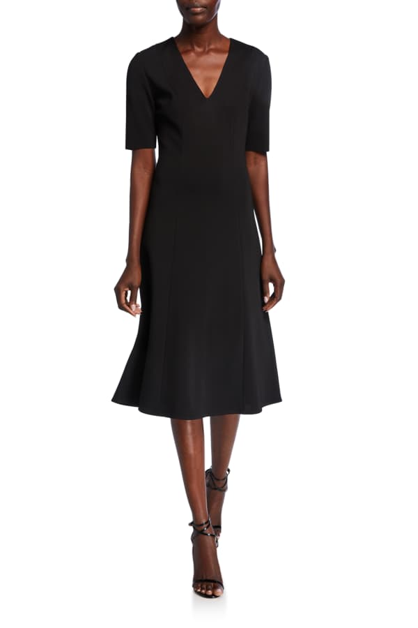 Trina Turk Ashton VNeck ElbowSleeve Scuba Dress Neiman Marcus