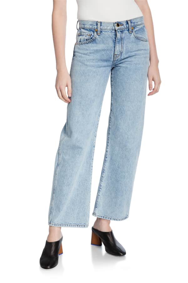 FRAME Le High Straight-Leg Jeans with Shredded Hem | Neiman Marcus