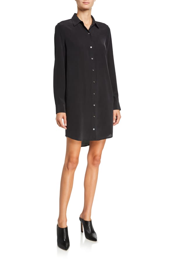 Finley Agetha ButtonDown LongSleeve Linen Shirtdress Neiman Marcus