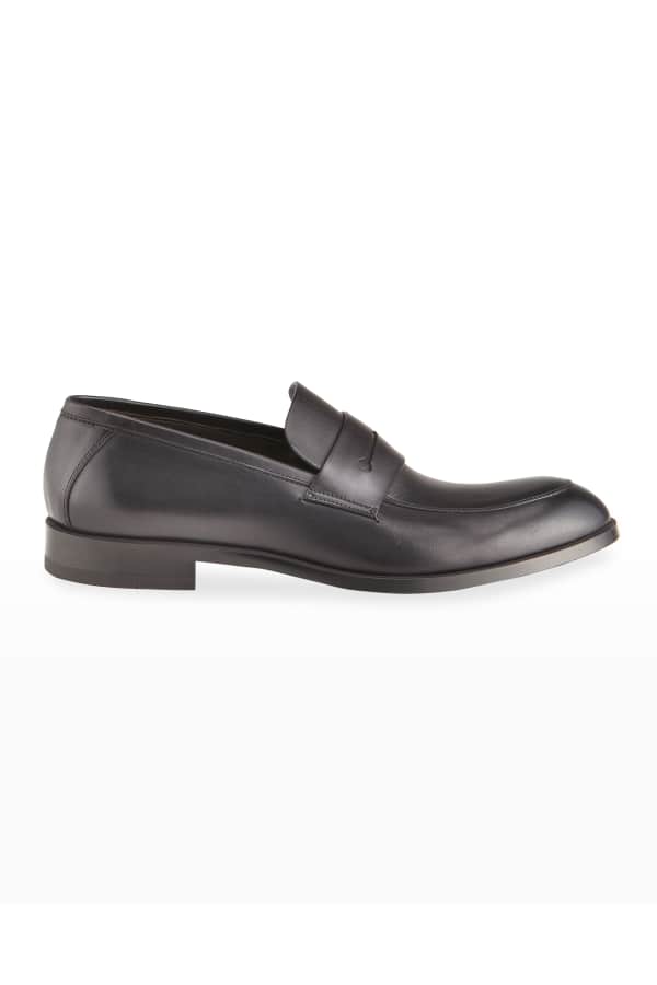 Giorgio Armani Men's Satin/Patent Dress Loafers | Neiman Marcus