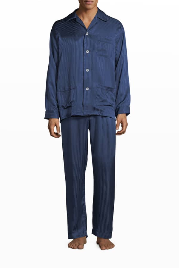 Versace Men's Barocco Silk Pajama Shirt | Neiman Marcus