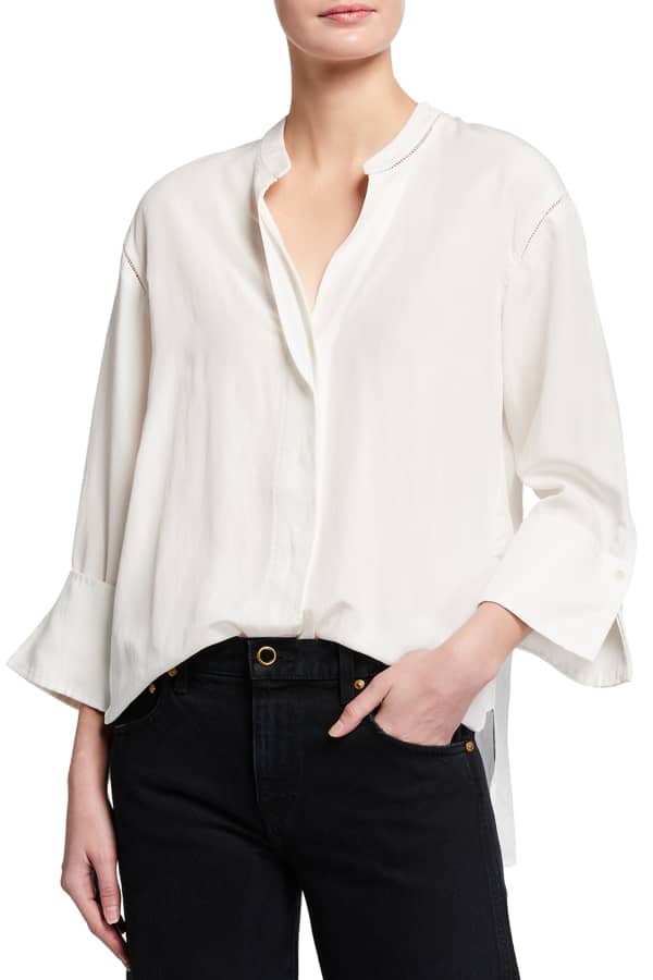 L'Agence Nina Collared Button-Down Blouse | Neiman Marcus