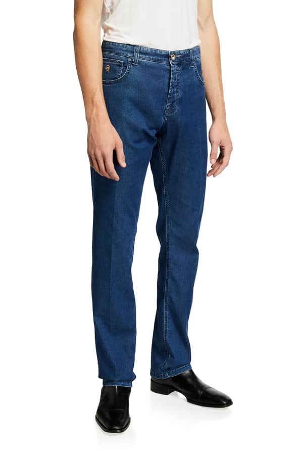 Balmain Men's Distressed StraightLeg Biker Jeans Neiman Marcus