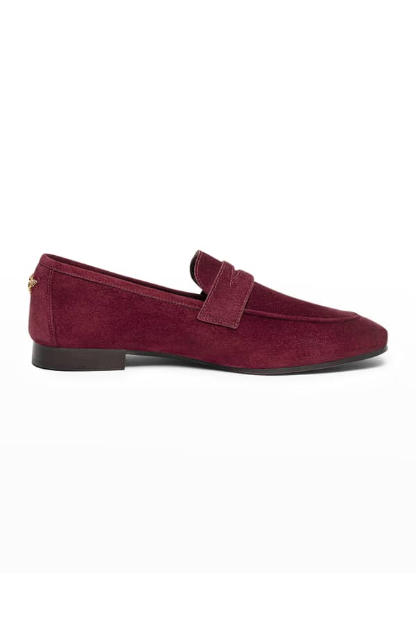 Bougeotte Flaneur Suede Flat Penny Loafers | Neiman Marcus