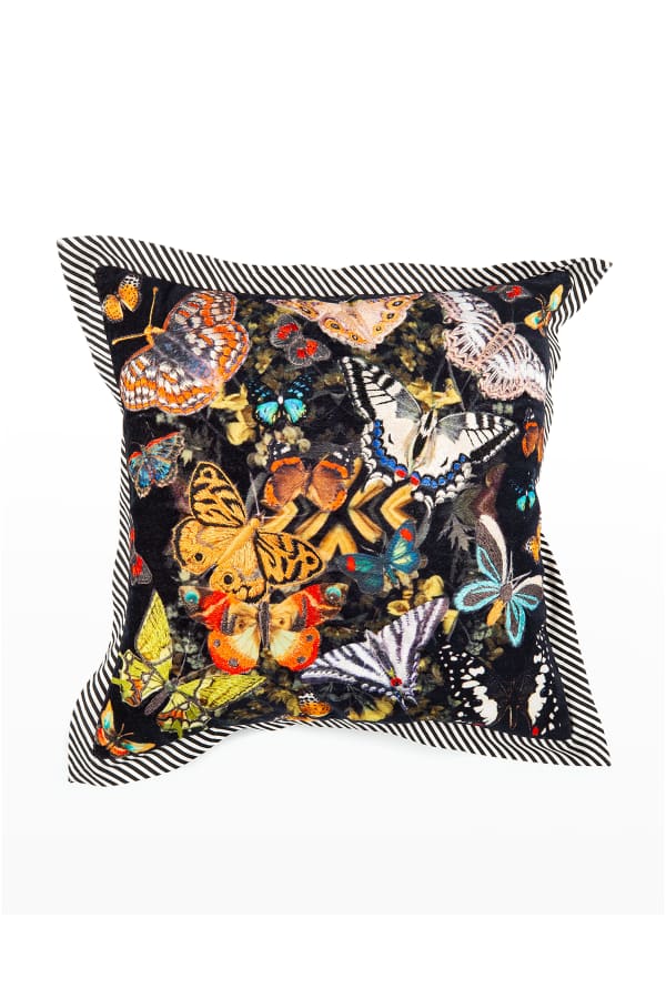 House of Hackney Saber Teal Large Velvet Pillow Neiman Marcus