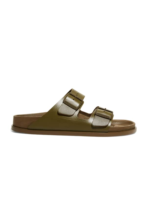 Vince Glyn Shearling Dual Buckle Slide Sandals | Neiman Marcus