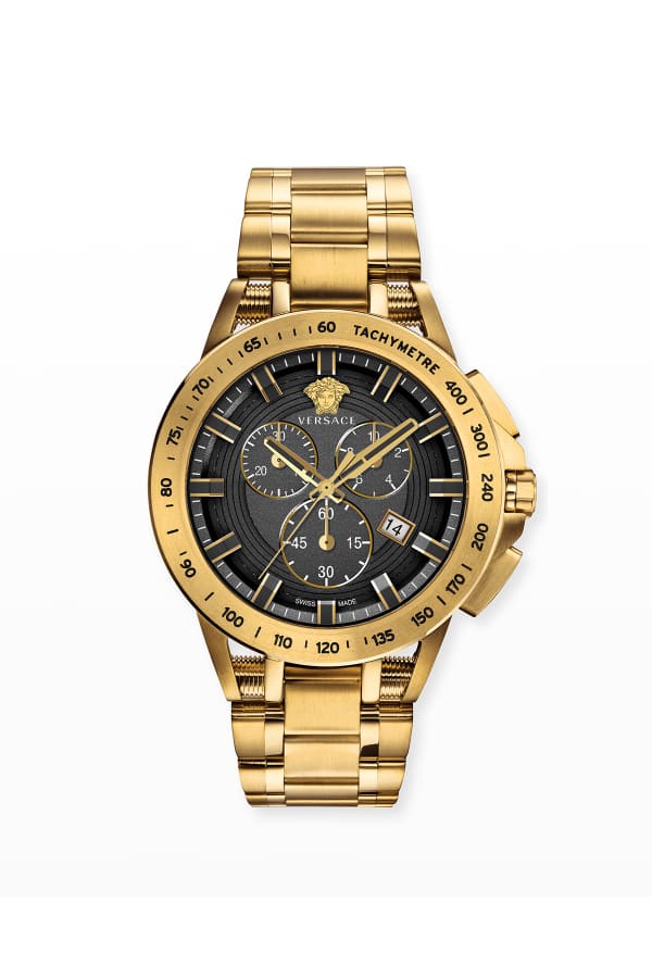 Versace Men's 45mm Sport Tech Chronograph Watch, Gold/Gray Neiman Marcus