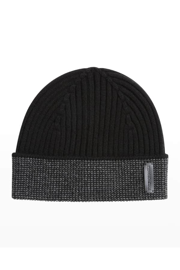 Neiman Marcus Men's Cashmere ContrastCuff Beanie Hat Neiman Marcus