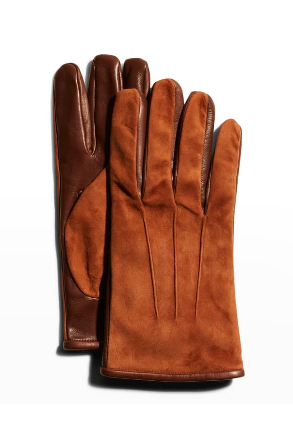 Portolano Men's CashmereLined Leather Gloves Neiman Marcus