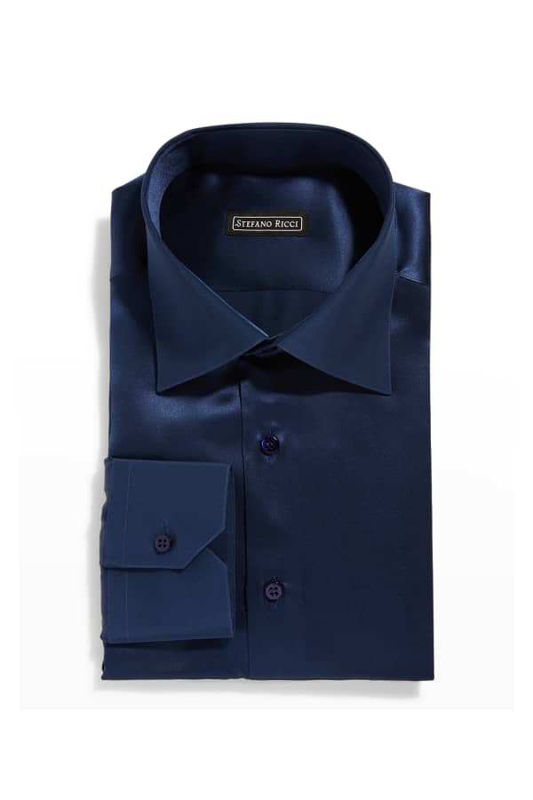Eton Mens Slim Fit Solid Silk Dress Shirt Neiman Marcus