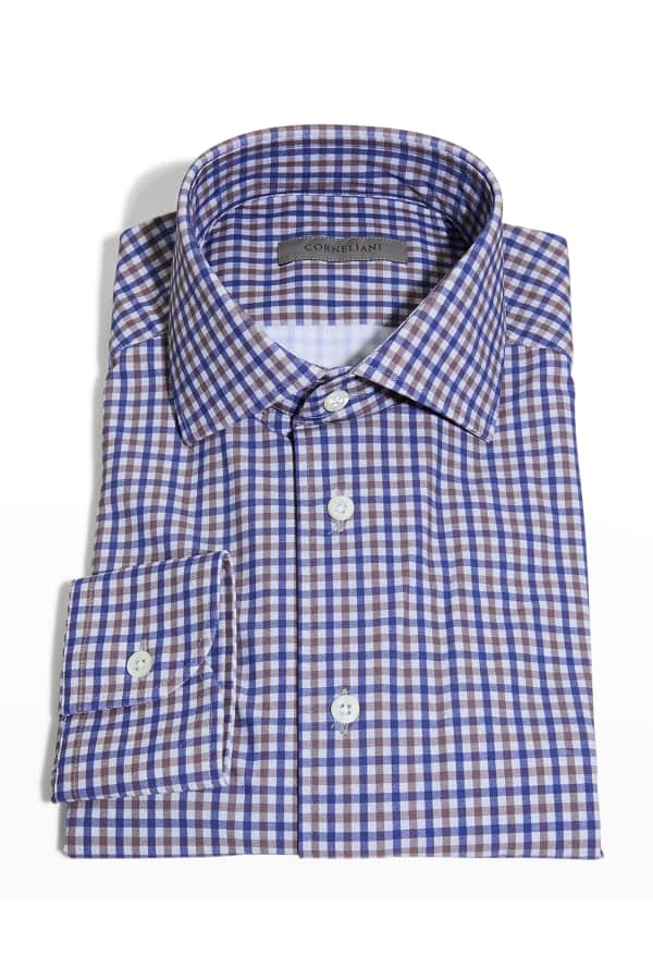 Mens Rust Tone on Tone Check Pattern Dress Shirt main image 1