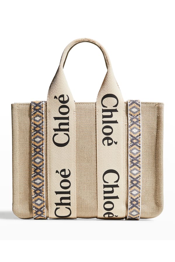 Chloe Woody Small Canvas Tote Crossbody Bag Neiman Marcus