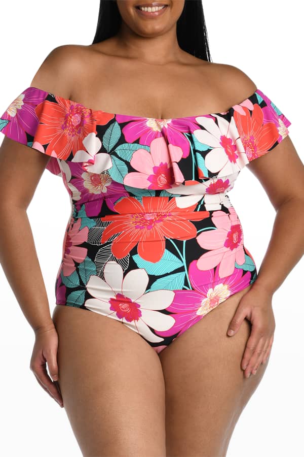 La Blanca Plus Size Tropea Strappy One Piece Swimsuit Neiman Marcus