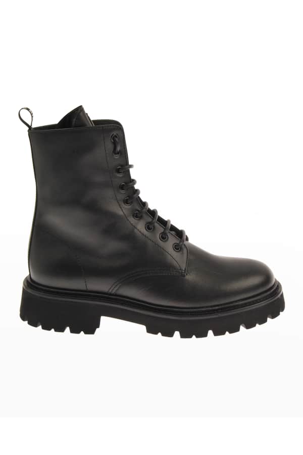 Dolce&Gabbana Men's Runway Distressed Leather Combat Boots | Neiman Marcus