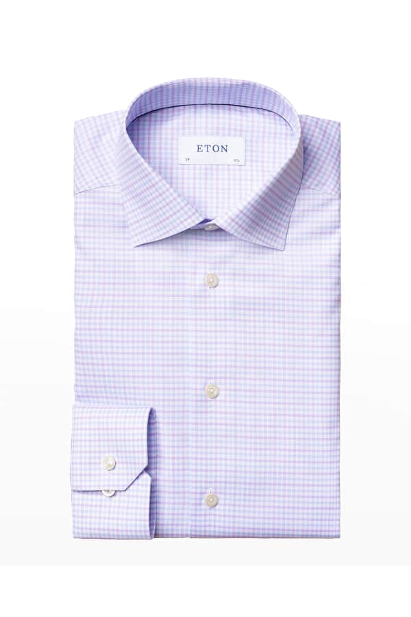 Mens Rust Tone on Tone Check Pattern Dress Shirt