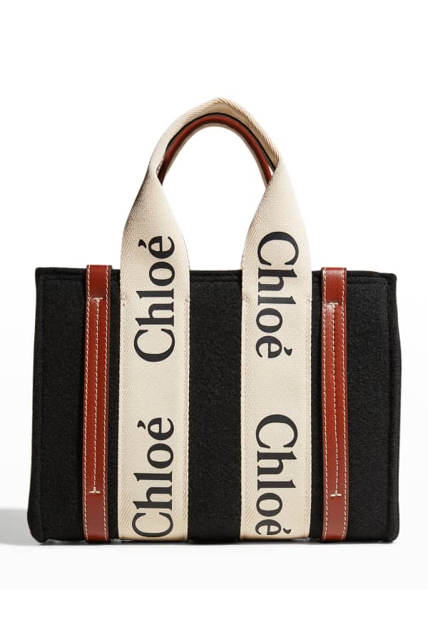 Chloe Woody Small Canvas Tote Crossbody Bag Neiman Marcus