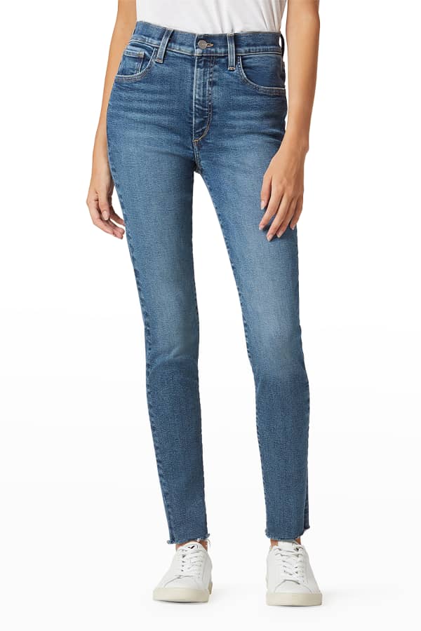 FRAME Le High Skinny Jeans with Staggered Raw Hem | Neiman Marcus