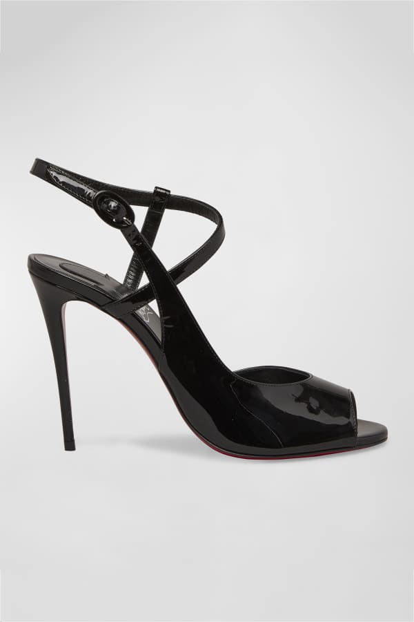 Christian Louboutin Double L Patent Red Sole Sandals | Neiman Marcus