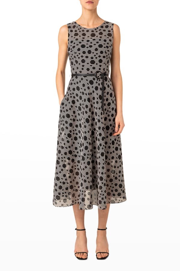 ALAIA Leopard Print Midi A-Line Dress | Neiman Marcus