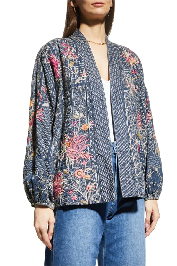Johnny Was Rianne Embroidered Linen Kimono Neiman Marcus