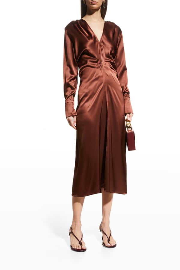 Alexander McQueen Folded Drape Midi Dress | Neiman Marcus