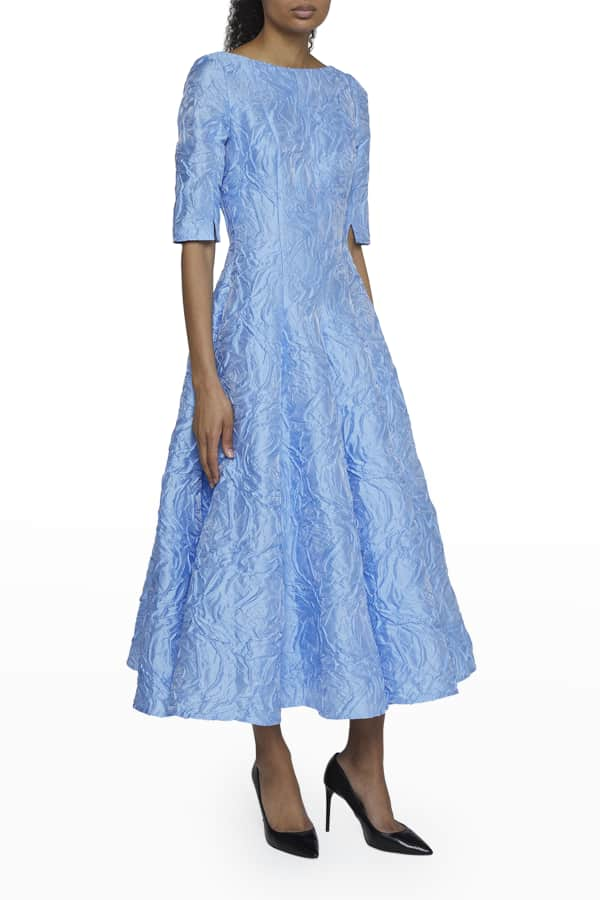 Marchesa Floral-Printed Silk-Chiffon Midi Dress | Neiman Marcus