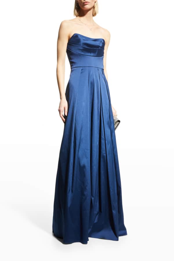 Strapless Chiffon Full Length Gowns Gold Plus Size main image 1