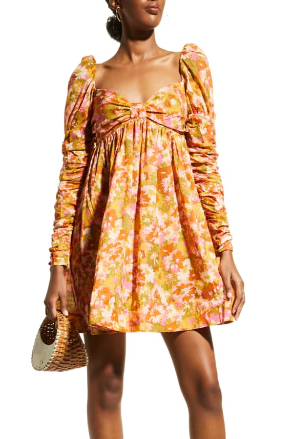 Zimmermann SquareNeck Ruched Mini Silk Satin Slip Dress Neiman Marcus