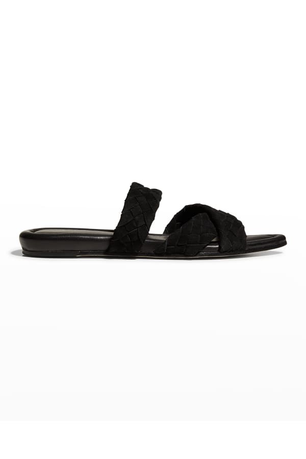 Chloe Kacey Woven Calfskin Flat Sandals | Neiman Marcus