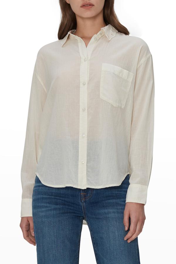 Top Manches Longues J.Crew En Cupro Ivoire - Taille 2, Neuf Avec étiquette, Col Boutonné