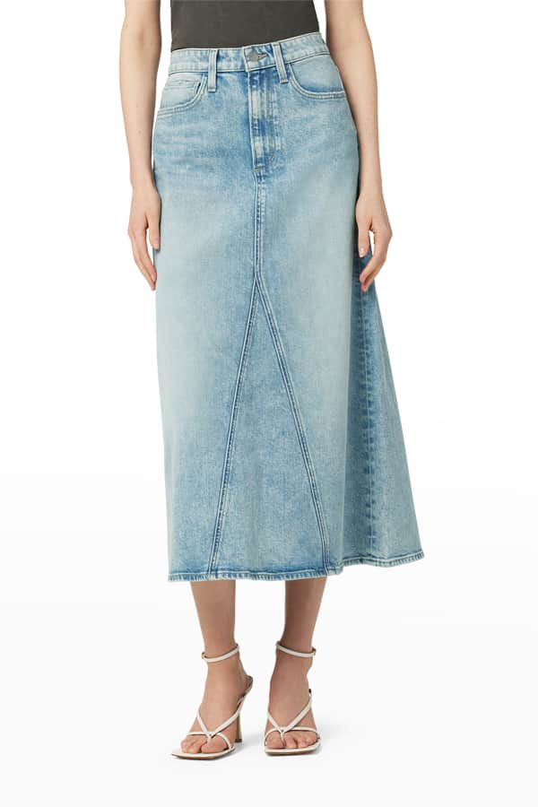 Marc Jacobs A-Line Denim Midi Skirt | Neiman Marcus