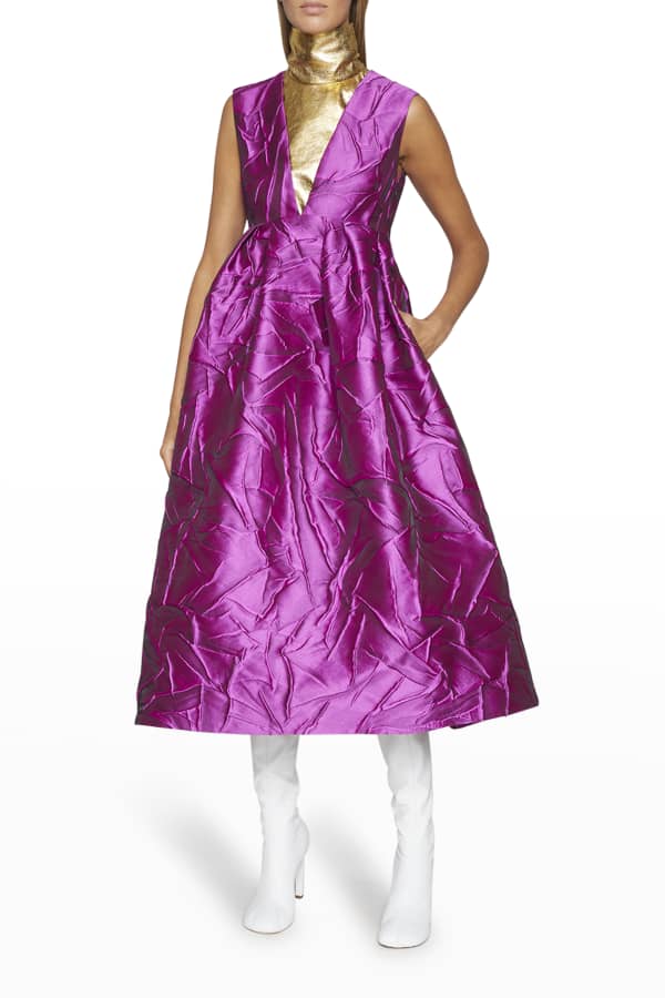 Marchesa FloralPrinted SilkChiffon Midi Dress Neiman Marcus