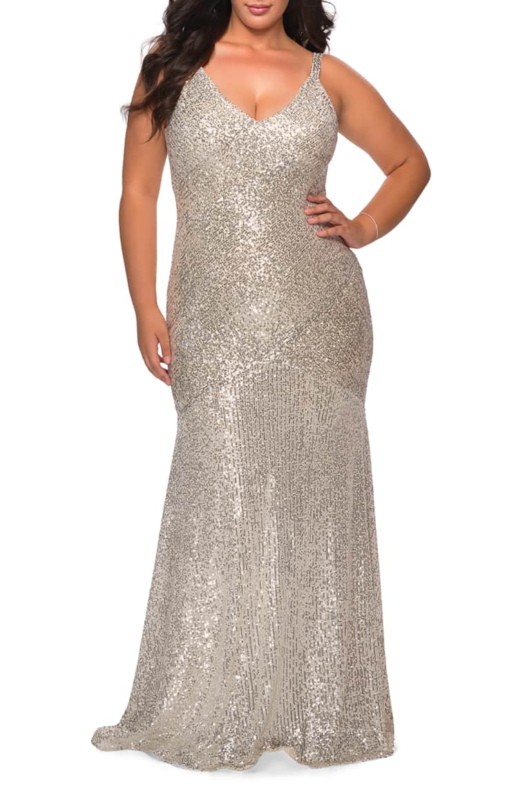 plus size glitter gown