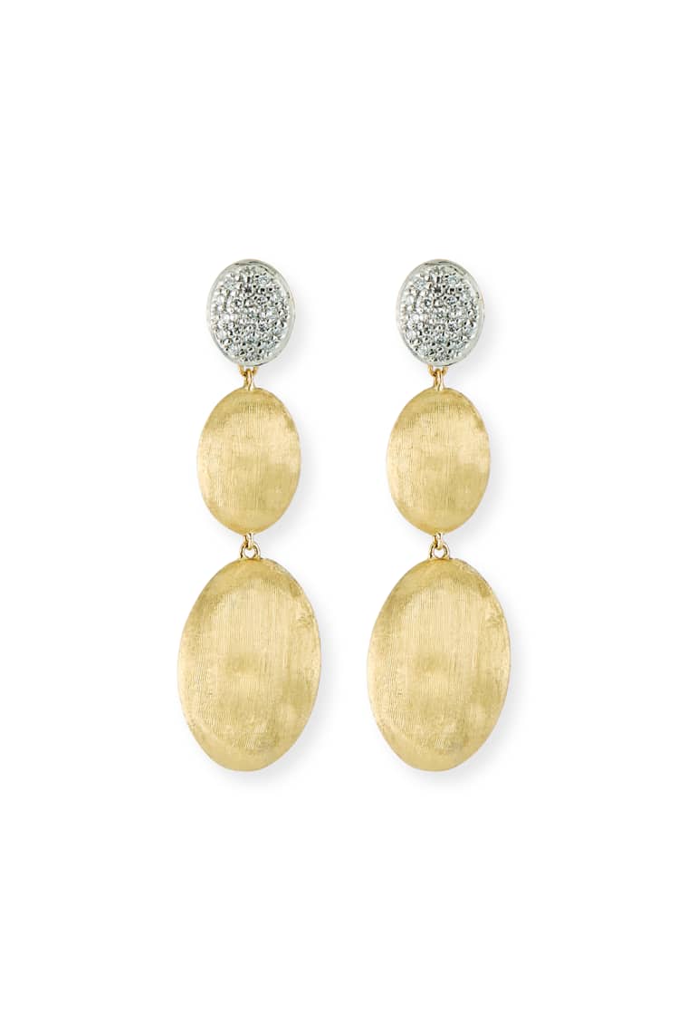 45mm L Grey Crystal Double Button Drop Earrings In Gold Tone 