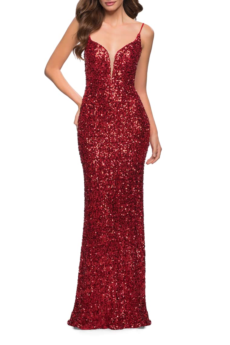sequin gown with slit