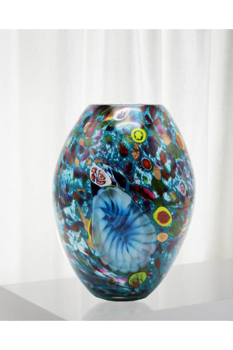 Vanity set. Art glass Set Precious Lilac Crystal vase Set