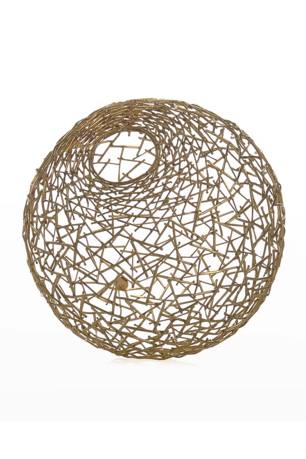 Global Views Jali Ball Small Decorative Accent, Antique Brass Neiman