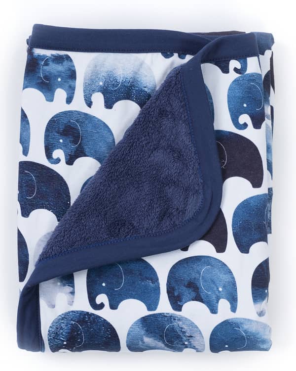 Oilo Jersey Crib Sheet - Indigo Elephant