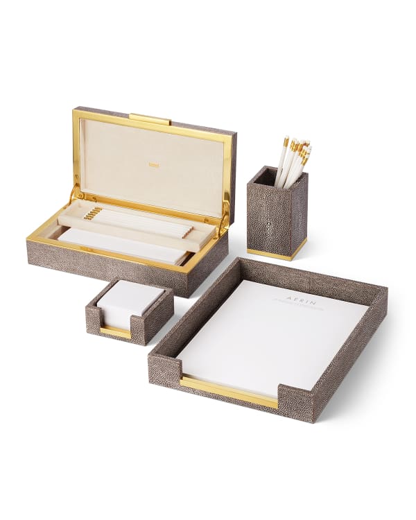 AERIN Shagreen Memo Paper Holder Neiman Marcus