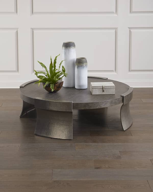Bernhardt Barclay Round Travertine Coffee Table Neiman Marcus