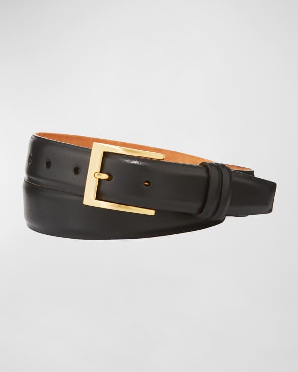 Men's Belt Reversible Wide Bonded Leather Gold-Tone Buckle CONGAC  BROWN/Black
