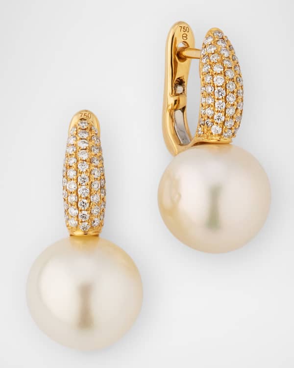 Kiki McDonough Pearls 18k White Gold Diamond Pear Drop Earrings Neiman Marcus