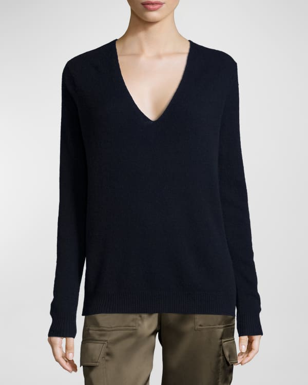 Fold-Over Long-Sleeve Cashmere Turtleneck Sweater