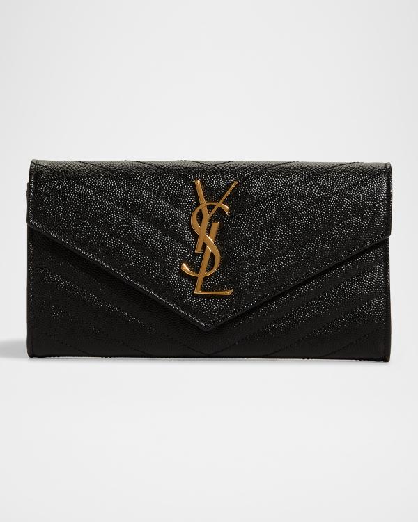 Saint Laurent Cassandre YSL Monogram Large Pouch in Smooth Leather