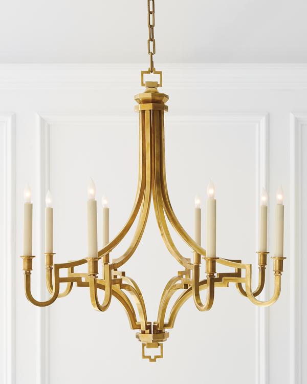 Caroline 8-Light Brushed Gold Chandelier, 54"Dia | Neiman Marcus