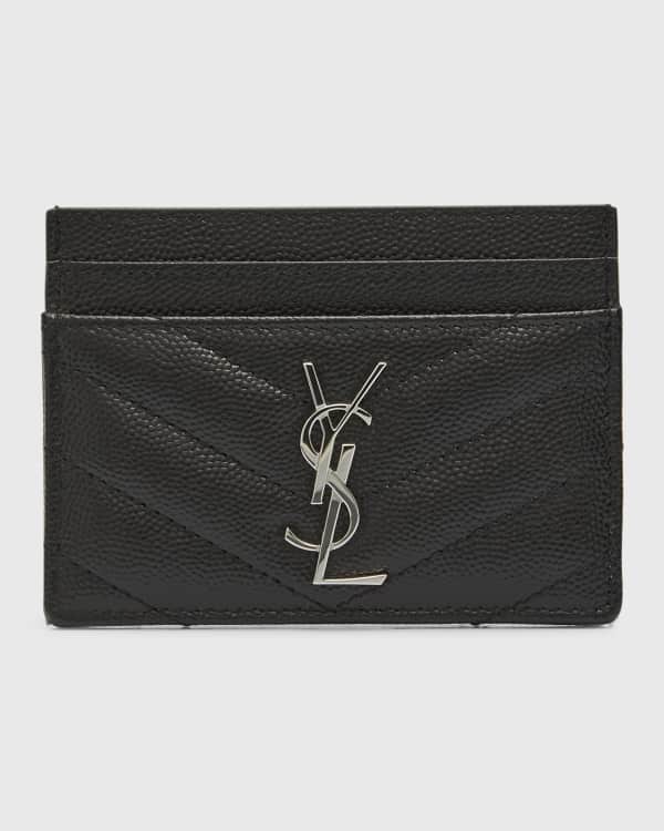 Saint Laurent YSL Tiny Monogram Ziptop Card Case in Smooth