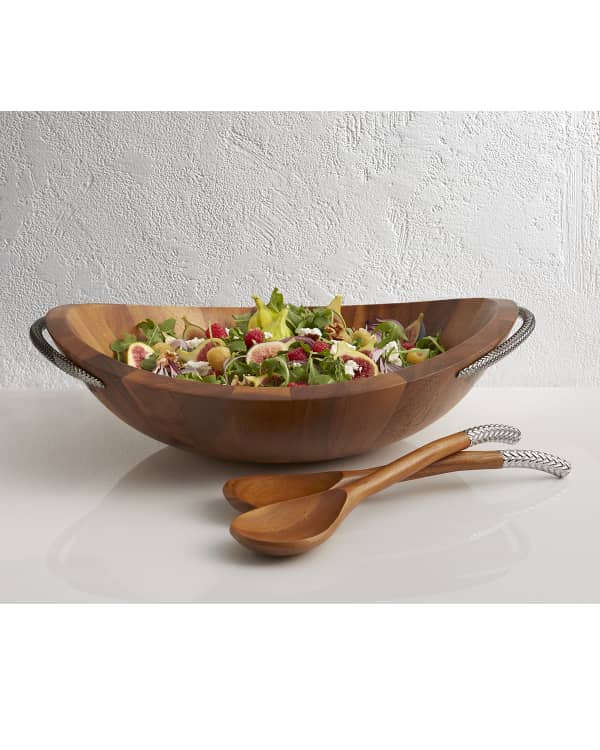 Nambe Braid Glass Salad Bowl with Servers Neiman Marcus