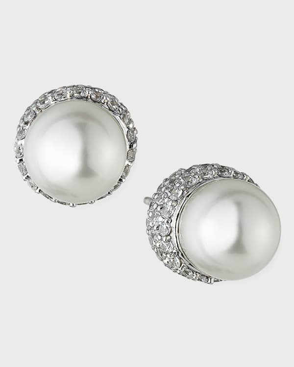 Mizuki 14k Gold Pearl and Diamond Stud Earrings | Neiman Marcus